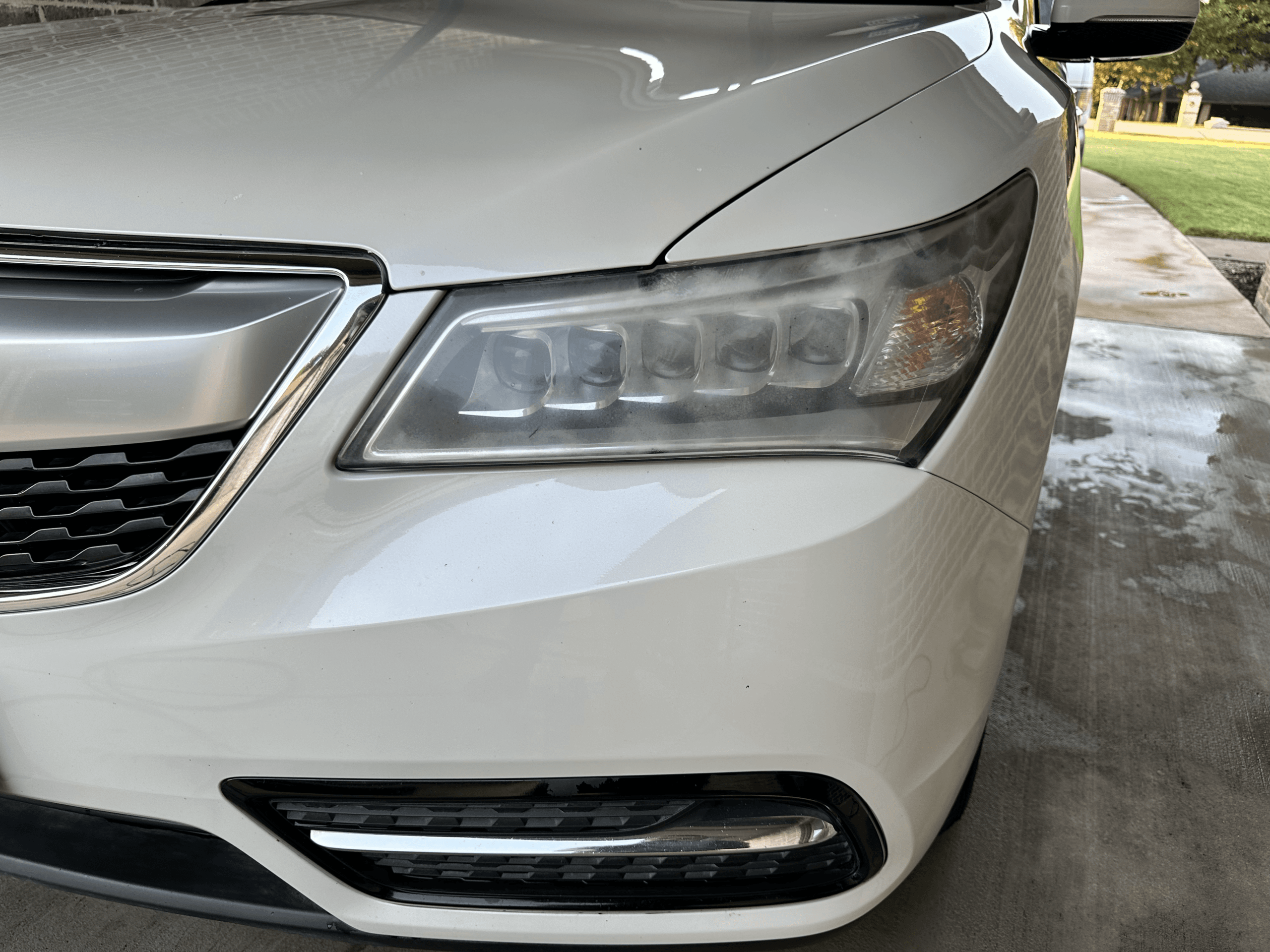 Headlight restoration before and after in Allen TX, removing foggy yellow headlights in McKinney Frisco Plano with professional polishing and UV protection